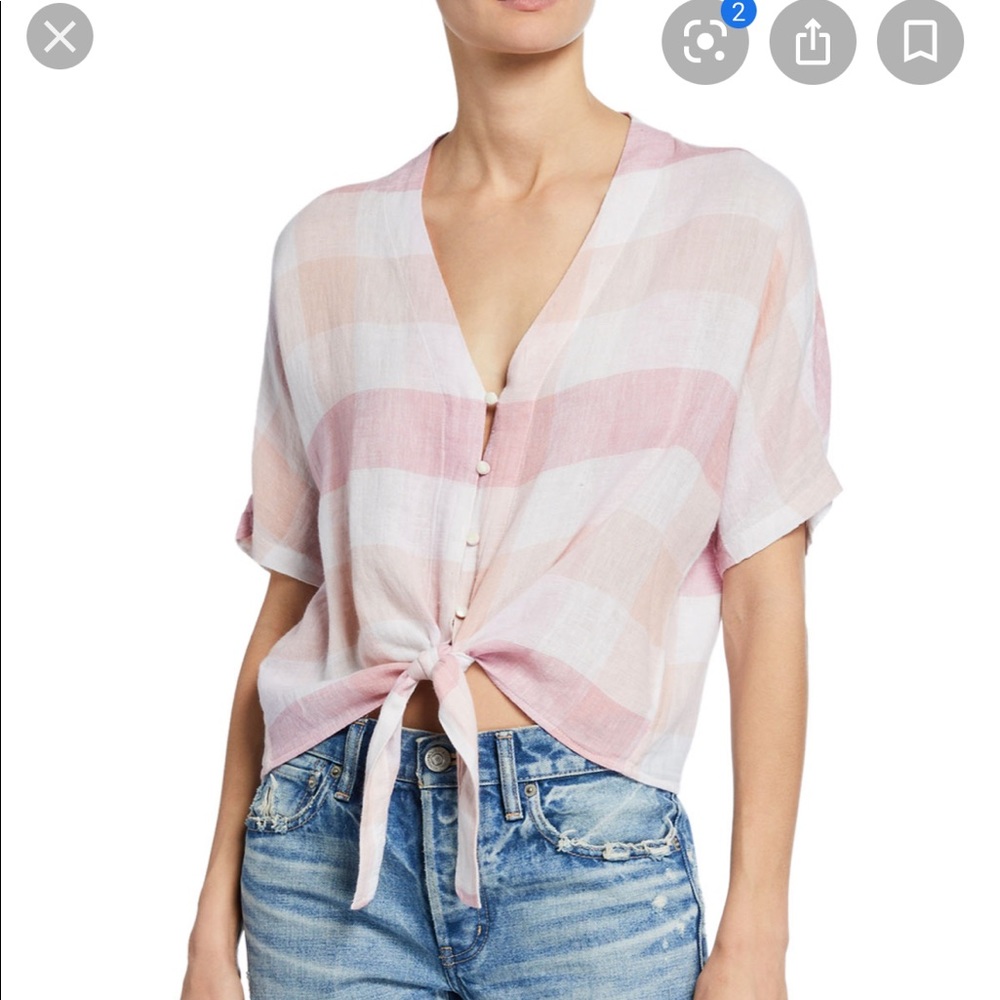 Rails Pink and White Striped Blouse